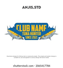 badge design with fishing club theme.the blue color concept is adjusted to the color of the tuna fish which is the main object.