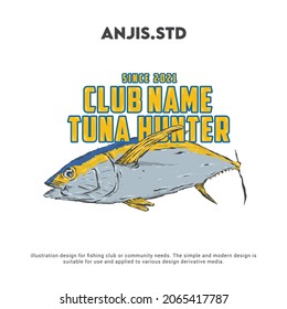 badge design with fishing club theme.the blue color concept is adjusted to the color of the tuna fish which is the main object.