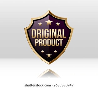 Badge design idea of Original Product, stylist and elegant golden color badge. Commonly used for marketing, packaging, and branding for upscale products and services. 