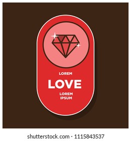 Badge Design with Love and Diamond Vector Icon Illustration