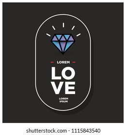 Badge Design with Love and Diamond Vector Icon Illustration