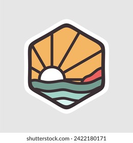 Badge Design Outdoor Adventure Logo Design Camping Logo Design Sunset at the Sea Design