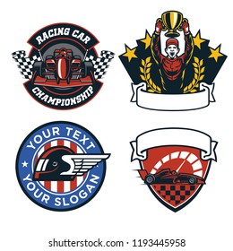 badge design set of formula car race