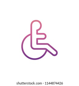 badge of a disabled person icon in gradient style on white background