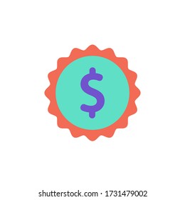 badge dollar icon flat design vector. isolated on white background
