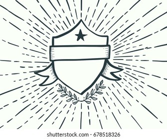 Badge drawn style. Vector illustration.