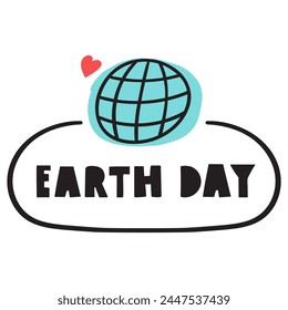 Badge. Earth day. Vector hand drawn illustration on white background.