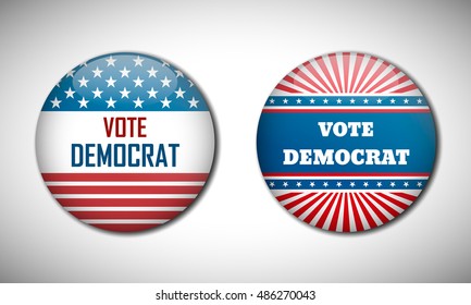 Badge election campaign 2016. Vote Democrat. Vector illustration. 