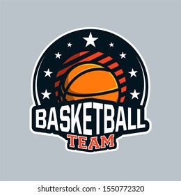 badge or emblem basketball in modern professional style for your logo team