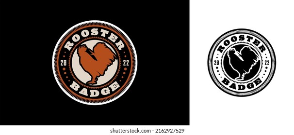 Badge Emblem Chicken Rooster Cock Vector Design