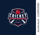 Badge emblem Cricket logo, cricket team, cricket club logo design with crossed sticks and ball vector on dark background