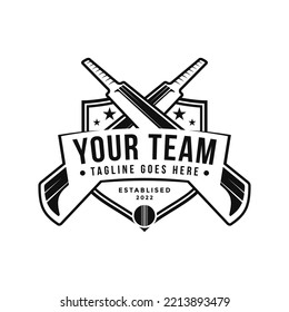 Badge emblem Cricket logo, cricket team, cricket club isolated logo design on white background.