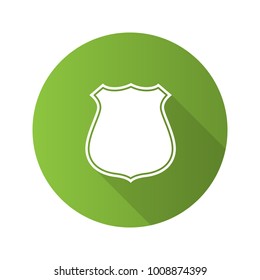 Badge, emblem flat design long shadow glyph icon. Firefighter or policeman label. Vector silhouette illustration