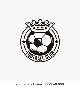 Badge emblem Football soccer sport team club logo with crown and ball concept  icon vector on white background
