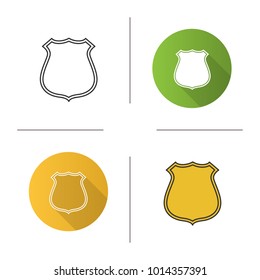 Badge, emblem icon. Flat design, linear and color styles. Firefighter or policeman label. Isolated vector illustrations