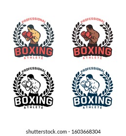 badge emblem logo boxing vector design pack