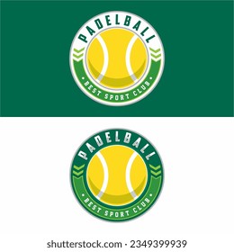 Badge emblem Paddle Tennis club logo design, paddle racket and ball vector