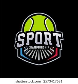 Badge emblem Paddle Tennis club logo design, paddle racket and ball vector on dark background