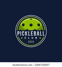 Badge emblem Pickleball club logo design vector on dark background