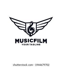 Badge Emblem Vector Music Logo template With Black and White Color
