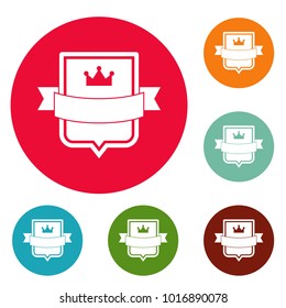 Badge emperor icons circle set vector isolated on white background