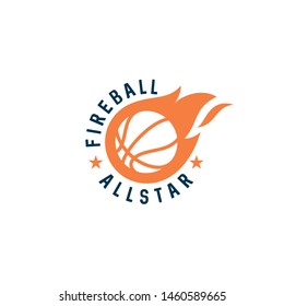 badge fire basketball vector icon logo design