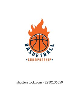 badge fire basketball vector icon logo design