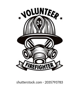 badge of firefighter volunteer isolated icon