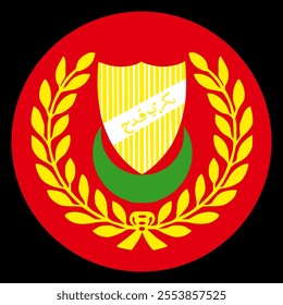 Badge flag, Circle Flag banner of Kedah state and federal territory of Malaysia vector illustration isolated. Emblem of Kedah.