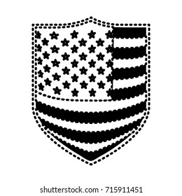 badge with flag united states of america black silhouette on white background vector illustration