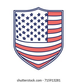 badge with flag united states of america color sections silhouette on white background vector illustration