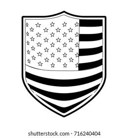 badge with flag united states of america in monochrome silhouette vector illustration