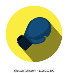 badge of a flat boxing glove with a shadow, in a yellow circle on white background