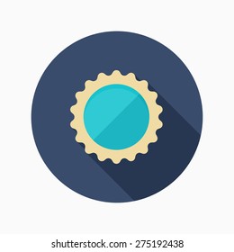 Badge flat icon with long shadow on blue circle background , educational concepts , vector illustration