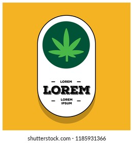 Badge Flat Style Design with Marijuana Leaf