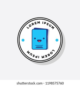 Badge Flat Style Design with Simple Passport Vector Illustration