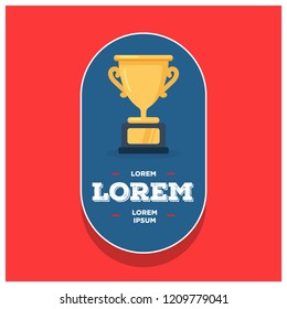 Badge Flat Style Design Simple Flat Trophy Vector Illustration 
