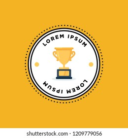 Badge Flat Style Design Simple Flat Trophy Vector Illustration 
