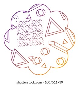 badge flower shape with memphis pattern design
