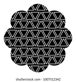 badge flower shape with memphis pattern design