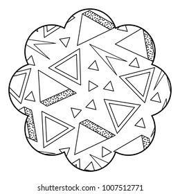 badge flower shape with memphis pattern design