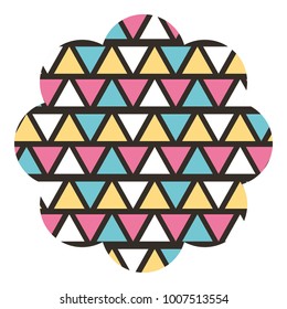 badge flower shape with memphis pattern design