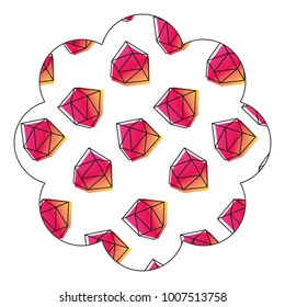 badge flower shape with memphis pattern design