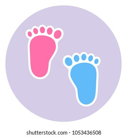 A badge of the footprint of the child. Baby footprints twin baby girl and boy