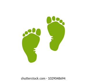 A badge of the footprint (trace) of the child (baby, newborn). Vector illustration.