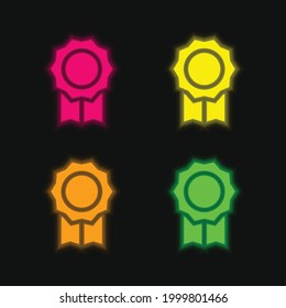 Badge four color glowing neon vector icon