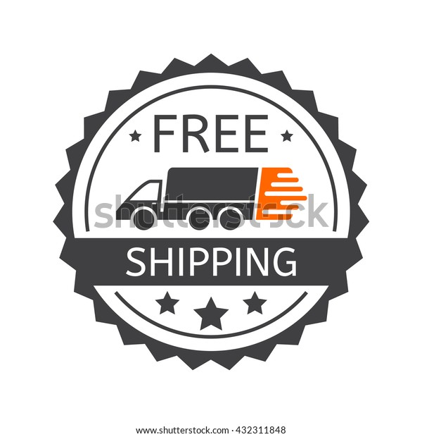 Badge free shipping\
of truck, flat icon for apps and websites isolated on white\
background vector\
illustration