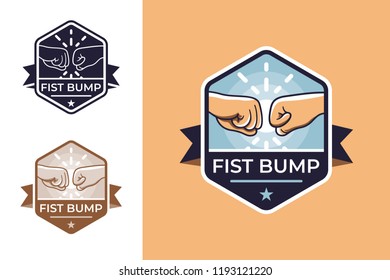 Badge for friendship with fist bump.