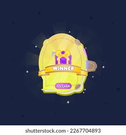 Interfaz De Usuario De Juego De Insignia Del Regalo Ganador En El Diseño Del Vector De Libros Amarillo