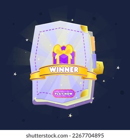Badge  Game UI Of Winner Gift On Purple Book  Vector Design